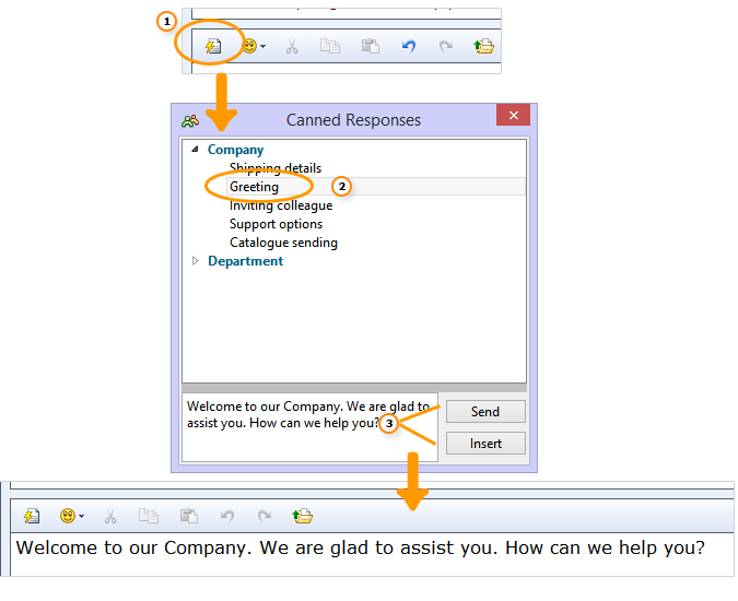 Inserting canned responses